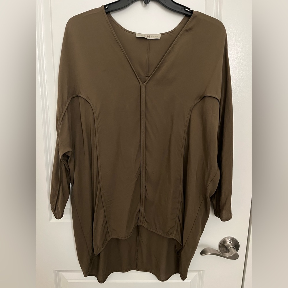 Halston Heritage High Low Silk Top
